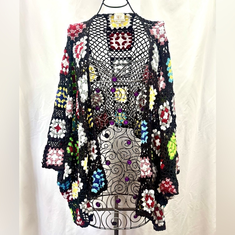 LA Blend floral print crochet cardigan size S/M